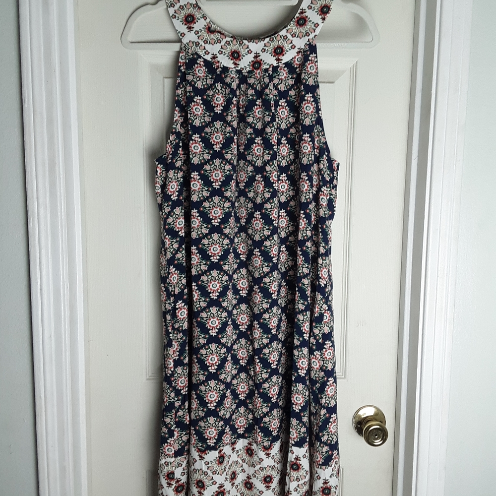 BODEN mixed print boho swing halter dress